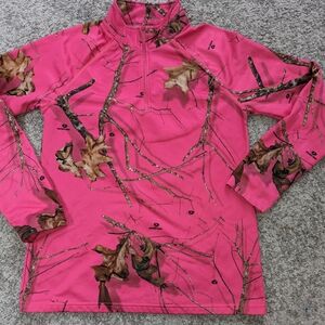 Mossy Oak Vintage style pink camo 1/4 zip up pull over